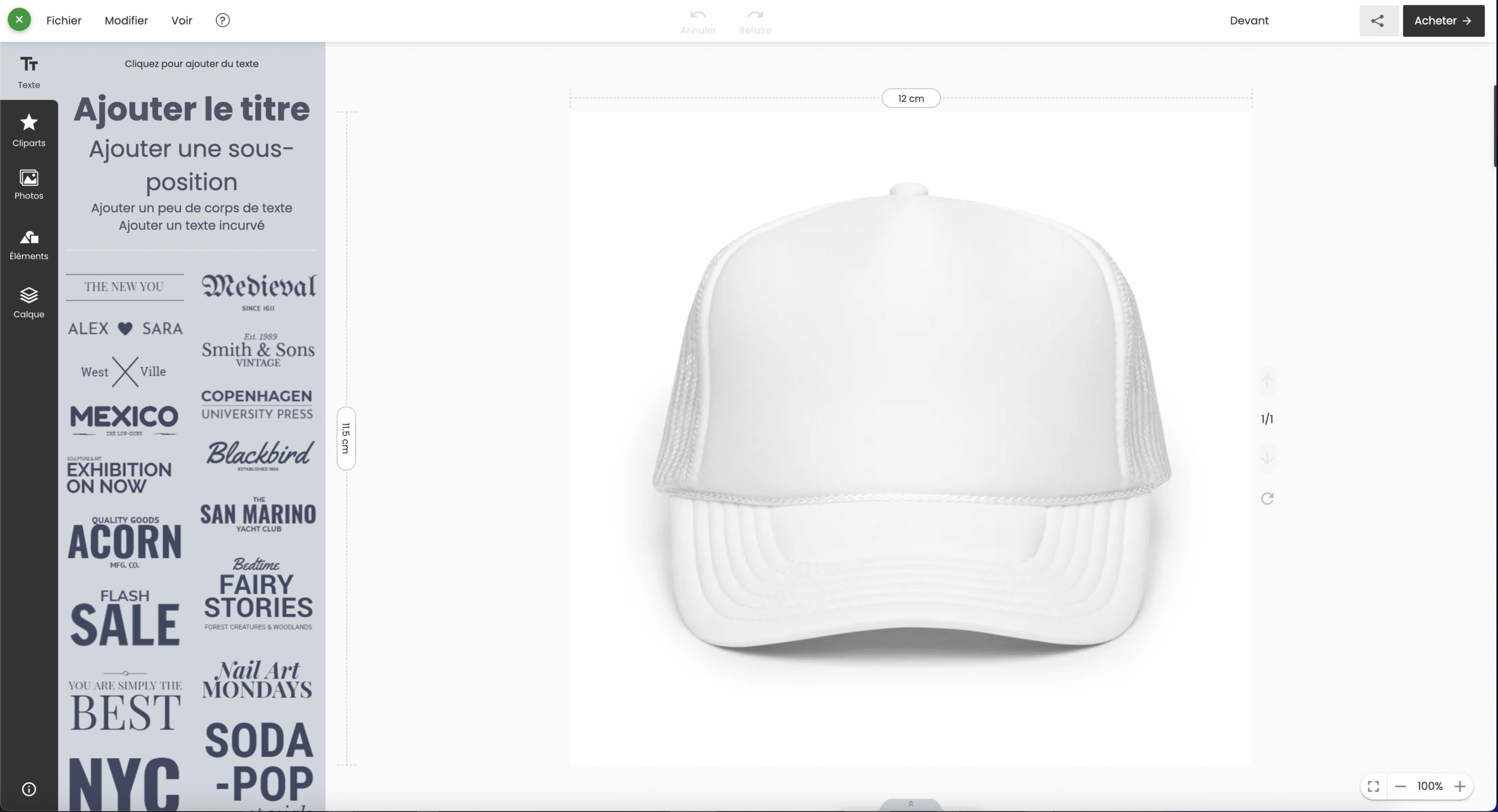Éditeur visuel de personnalisation