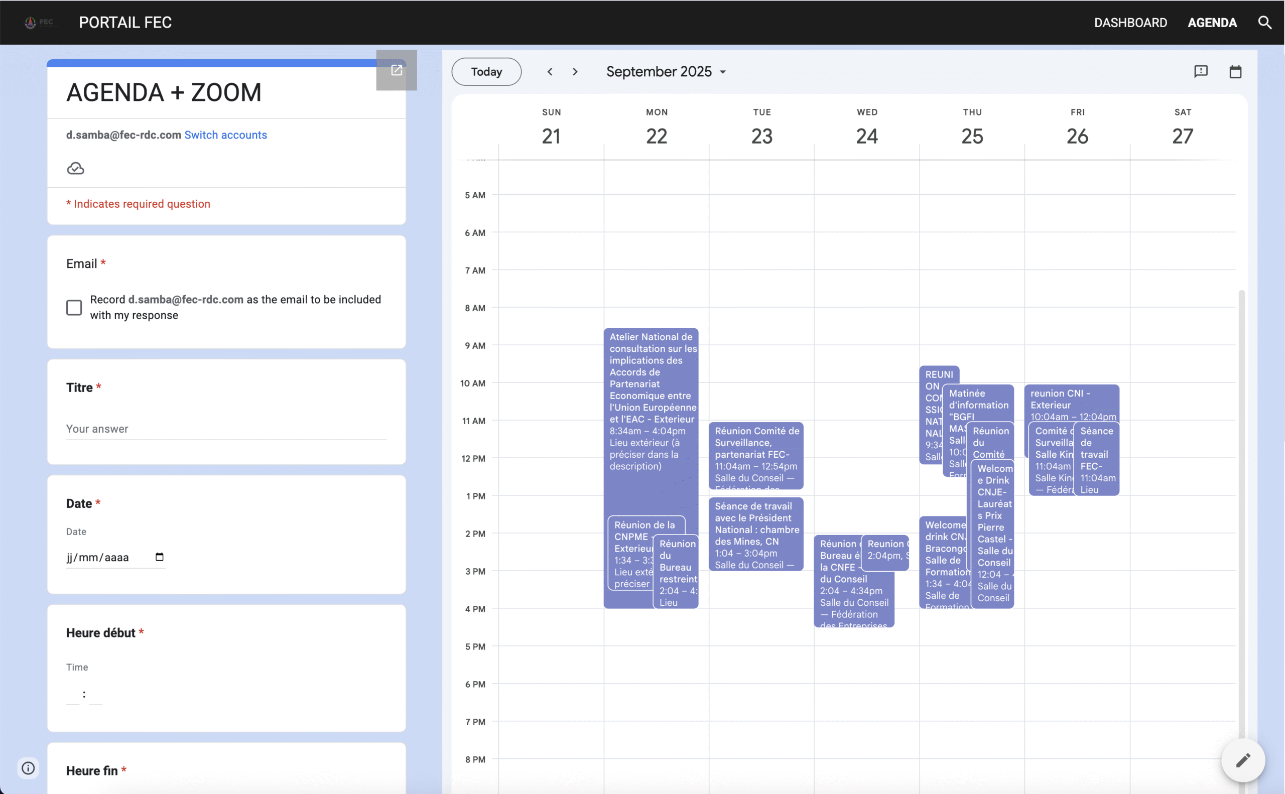 FEC · Automatisation des réunions et des salles (physiques & Zoom)